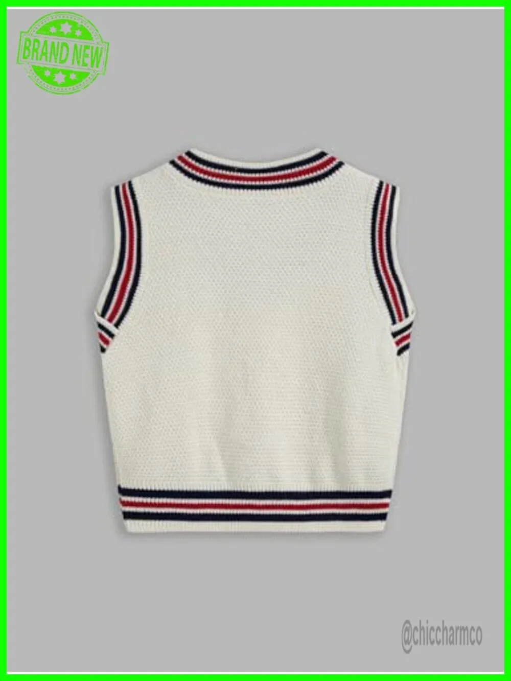 Sweater Vest V-Neck Sleeveless Knit Top Cable Knit Oversized Preppy Pullover